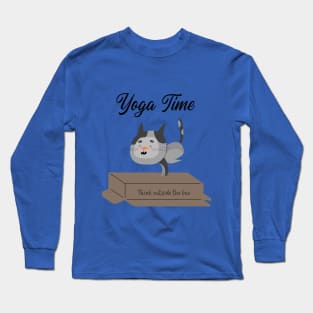 Yoga Cat / Yoga Time / Yoga Training T-shirt / Cute Cat Doing Yoga / Think Outside The Box Long Sleeve T-Shirt